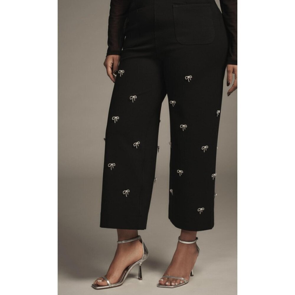 The Colette Cropped Wide-Leg Pants by Maeve: Bow Edition 22W PLUS SIZE